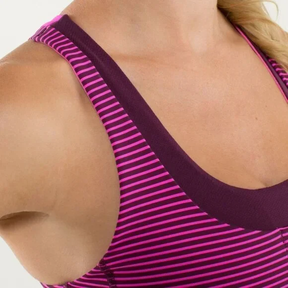 Lululemon Stuff Your Bra Tank  II Hyper Stripe Raspberry Glo Light / Raspberry 6 - Picture 3 of 10